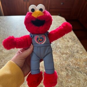 Vintage 2006 Sesame Street Nanco Elmo Blue Overalls Orange Fish Plush Doll